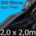 POLYLONA SUPER 2,0x2,0m PP/PE AZUL/PRETO 500 MICRAS com argolas "D" INOX a cada 50cm